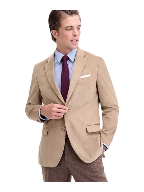 Men's Modern-Fit Solid Stretch Corduroy Elbow Patch Sport Coat 38 R Tan