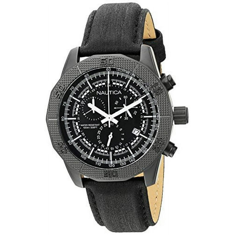 Nautica Men s NAD17520G NST 11 Analog Display Quartz Black Watch Walmart