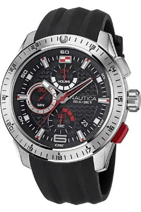 Men's NAPNSF109 NST 101 Grey/Black/Black Silicone Chronograph Watch