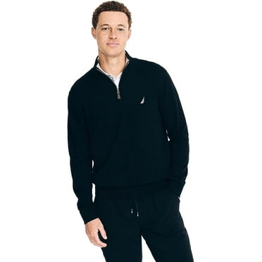 Nautica Men's Navtech Quarter Zip Sweater Large True Black