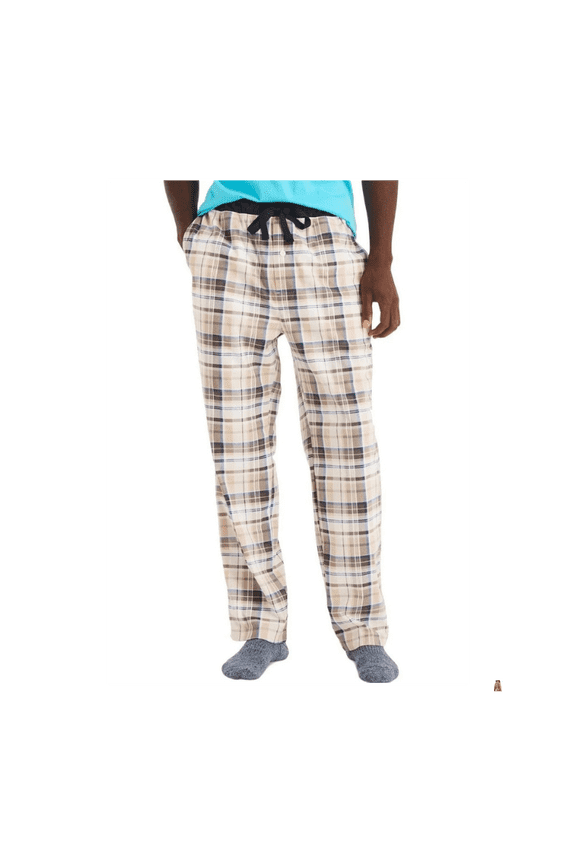 Mens Sail White Plaid Lightweight Fleece Pajama Pants Size M