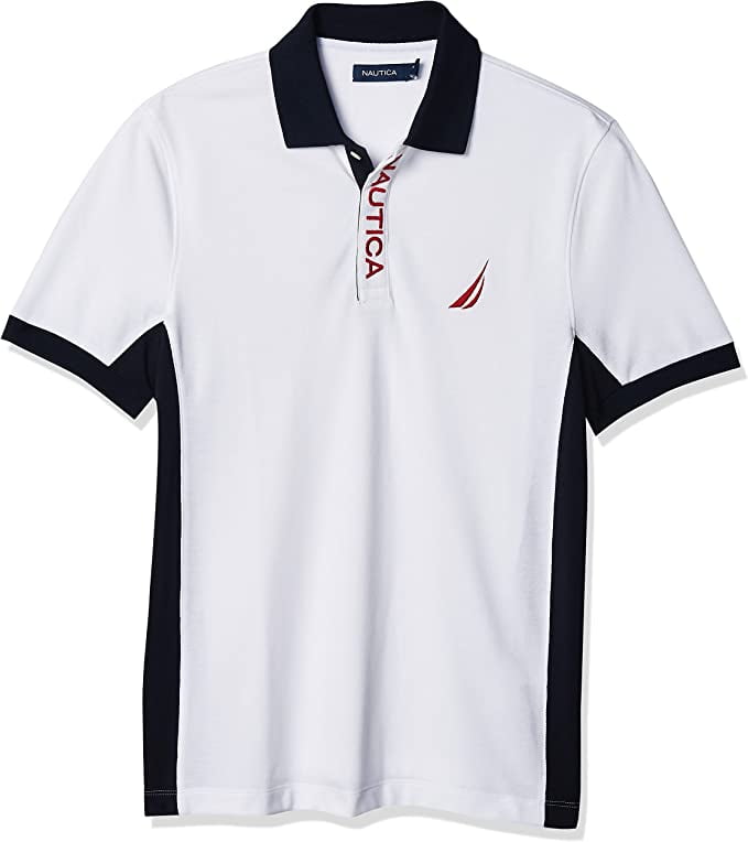 Nautica Men s Short Sleeve Color Block Performance Pique Polo Shirt Walmart