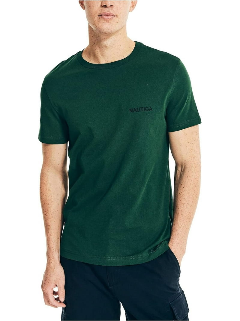 Nautica T- Shirt À Col Rond Solide Manches Courtes, Poche Tricot Homme, Bleu, XXL