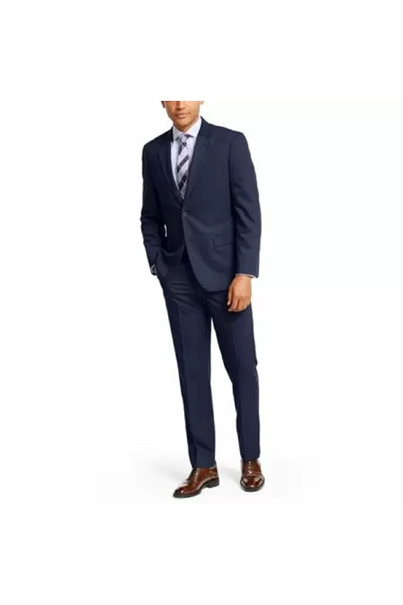 Mens Solid Color Modern-Fit Suits, Navy, 50 T/L 45W