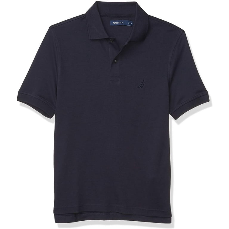 Nautica Men s Solid Soft Cotton Interlock Polo Blue Size X Small Walmart