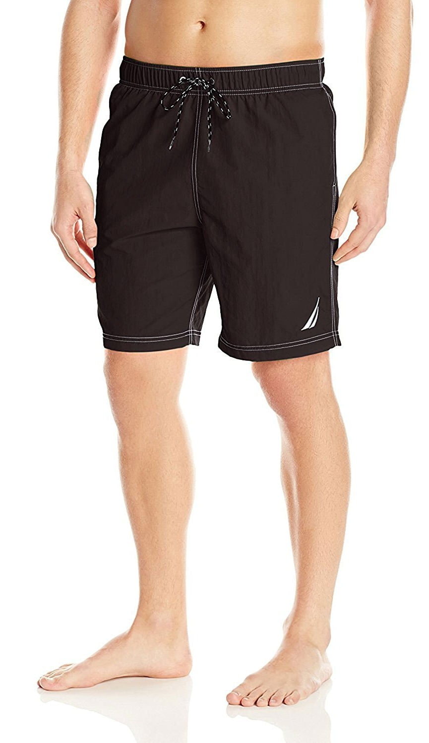 Nautica Men's Standard Solid Quick Dry Classic Logo Swim Trunk