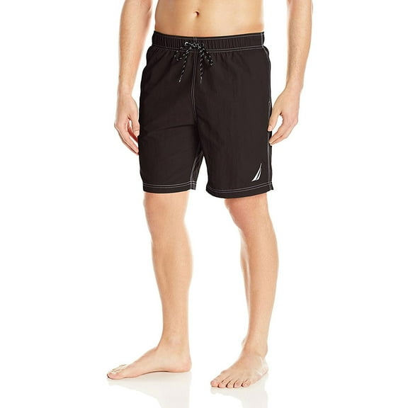 Nautica Men's Standard Solid Quick Dry Classic Logo Swim Trunk