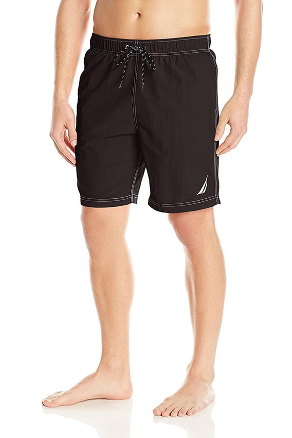 Men's Standard Solid Quick Dry Classic Logo Swim Trunk