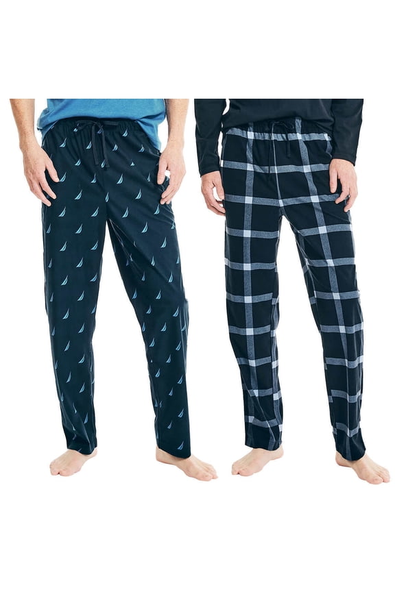 Men's Sueded Fleece Pajama Pants 2 Pack (Navy/Blue, Small)
