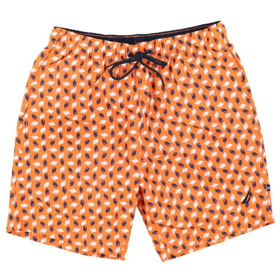 Nautica Men's Swim Shorts Orange Blue and White Shells Size Medium