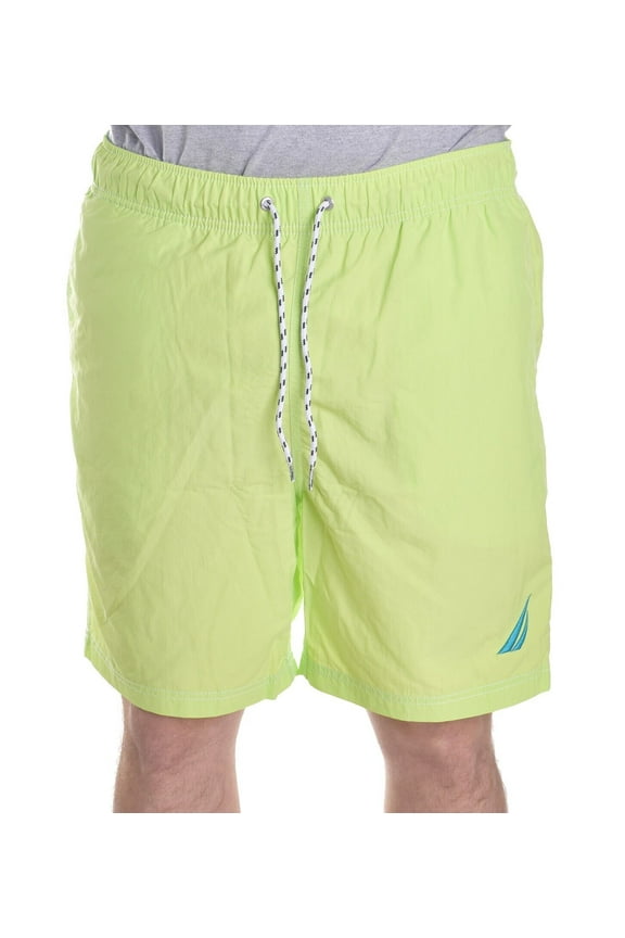 Men's Swim Shorts Performs Quick Dry Lined Bright Yellow Green M Inseam 7"