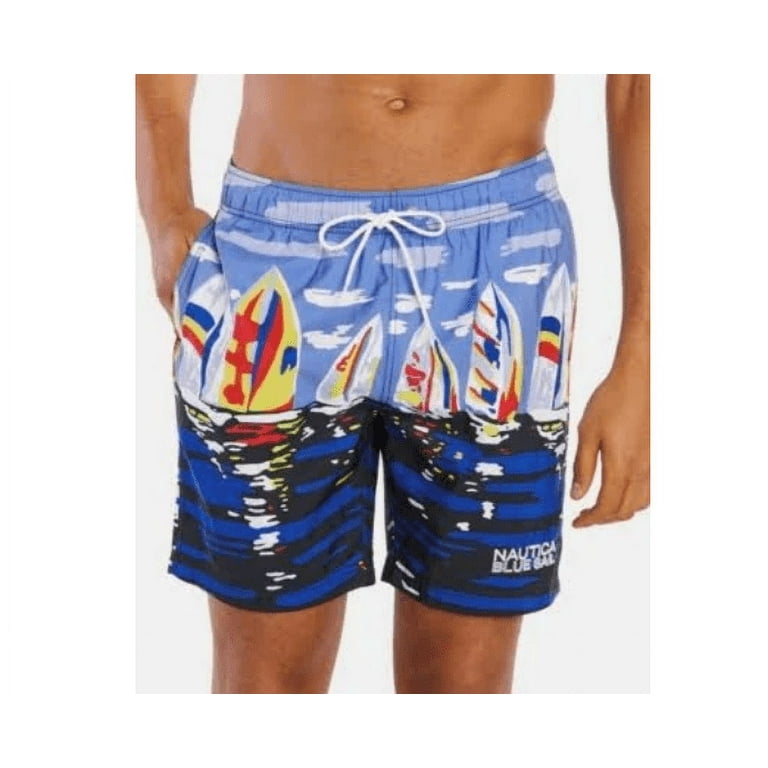 Nautica Men s Tech Swim Trunks Sailboat Maritime Shorts Blue Sail Small NEW Walmart