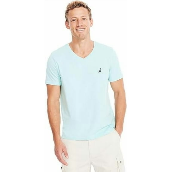 Nautica Men's V-Neck Deck T-Shirt, Harbor Mist, XX-Large