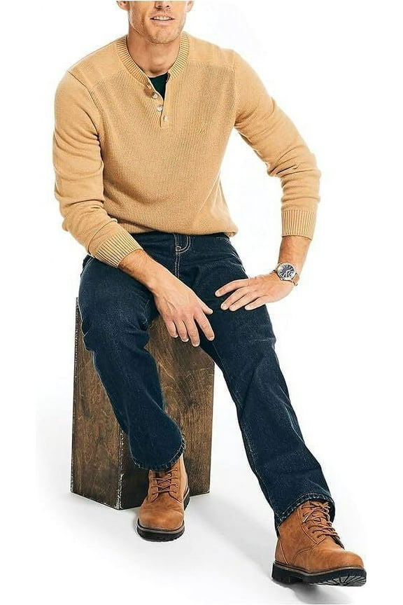 Men's Vintage Rigid Stretch Straight Denim Jeans Pure Ocean B4HP (36 in,32 in)