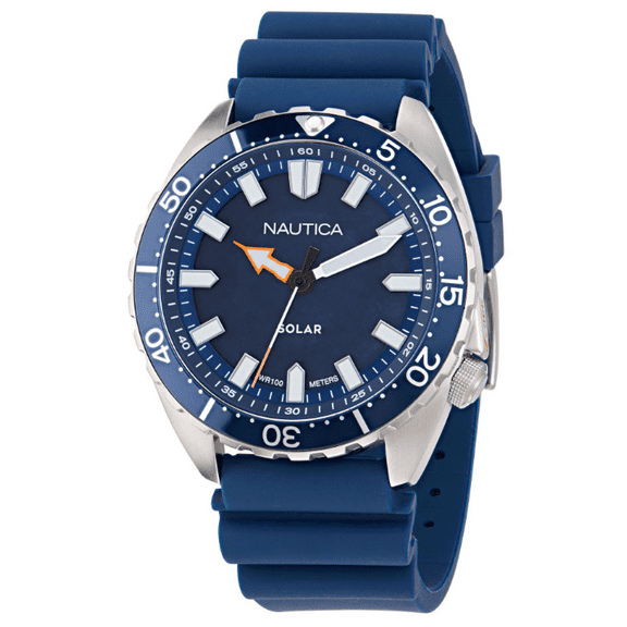 Nautica Men's Vintage Silicone Strap Analog Watch  Model NAPNVF401  Classic Navy Dial, Durable Design, Water Resistant