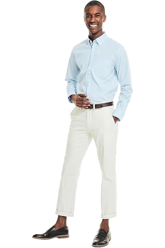 Men's Wrinkle Resistant Long Sleeve Button Front Shirt Medium