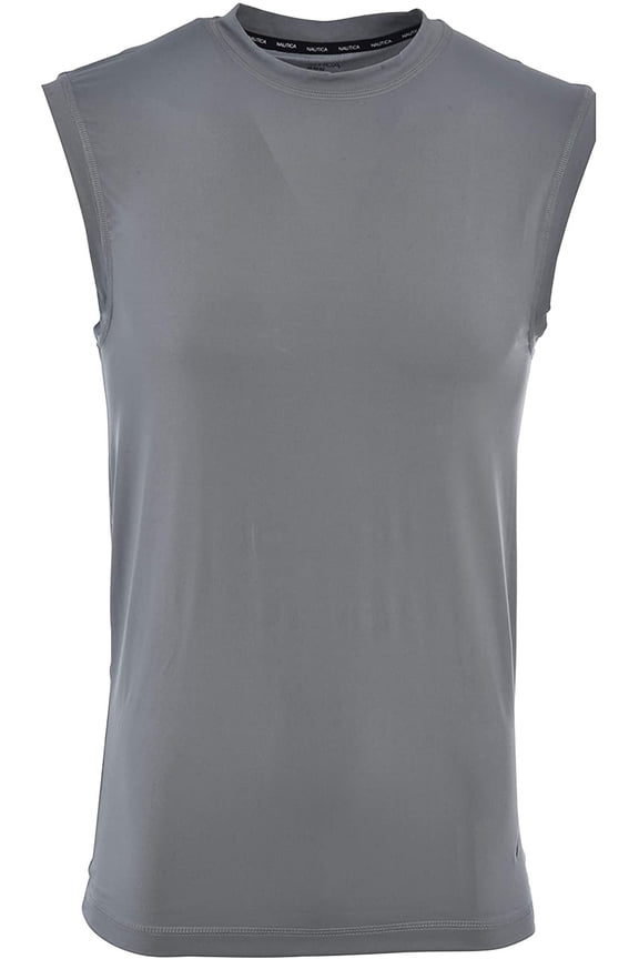 Mens Base Muscle Shirt - Cool Dry Fit Sleeveless Compression Shirt Athletic Workout Active Sports Spandex Grey