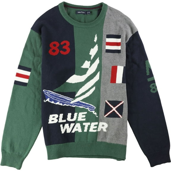 Nautica Mens Blue Water Pullover Sweater, Multicoloured, Small
