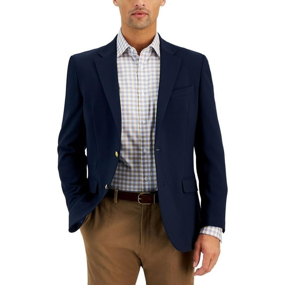 Nautica Mens Modern fit Sport Coat Blazer 48 L Navy Blue Solid Stretch
