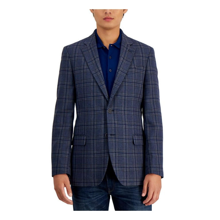 Nautica Mens Branford Plaid Modern Fit Two-Button Blazer