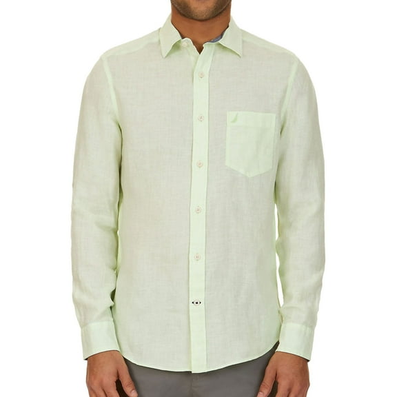 Nautica Mens Chambray Button Up Shirt, Green, XX-Large