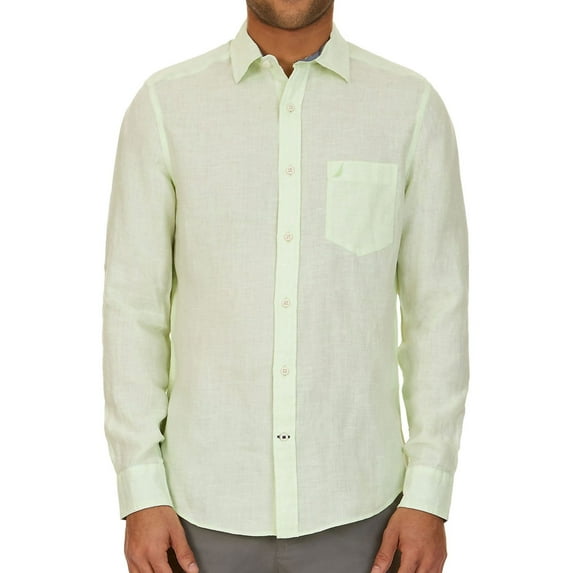 Nautica Mens Chambray Button Up Shirt, Green, XX-Large