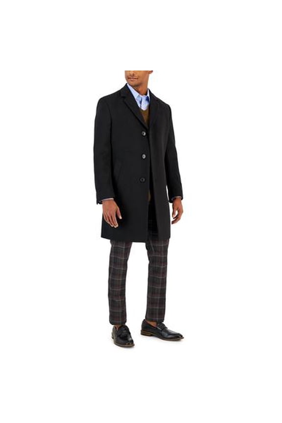 Mens Classic-Fit Camber Wool Overcoat Coat 36R Black