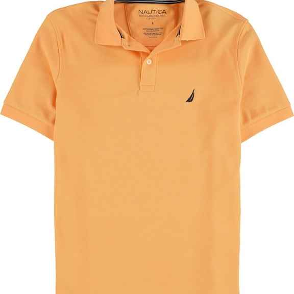 Nautica Mens Performance Deck Polo Shirt, Orange, Small