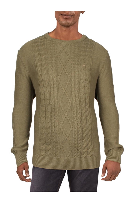 Mens Cotton Ribbed Trim Crewneck Sweater