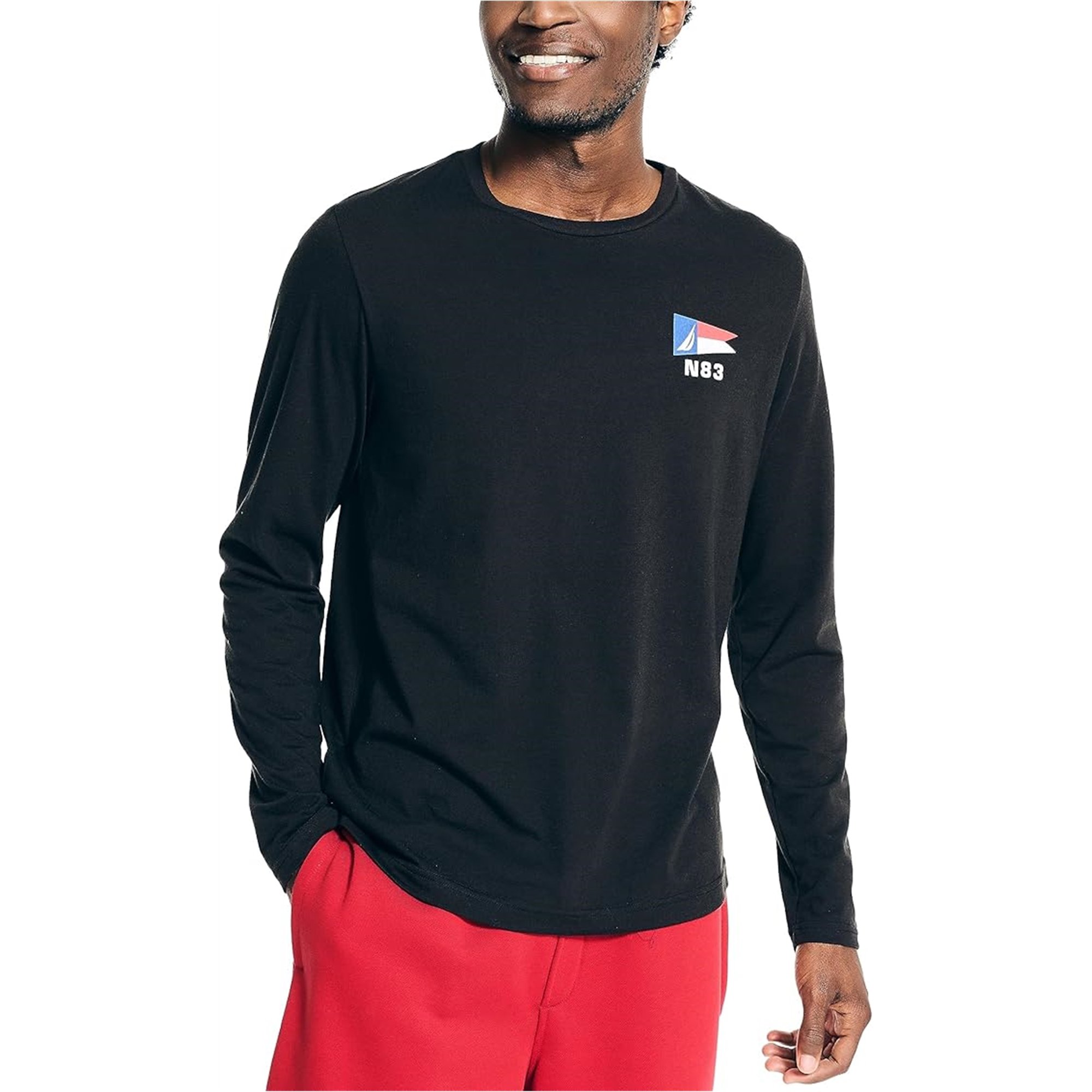 Nautica Mens Flag Graphic T-Shirt, Black, X-Large