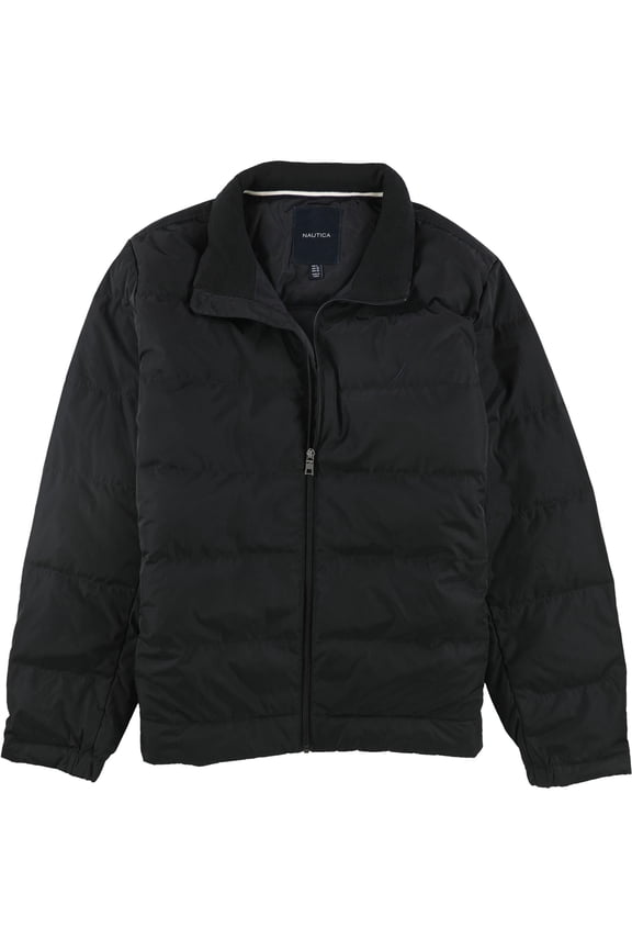 Mens Full Zip Quilted Jacket, Black, Large