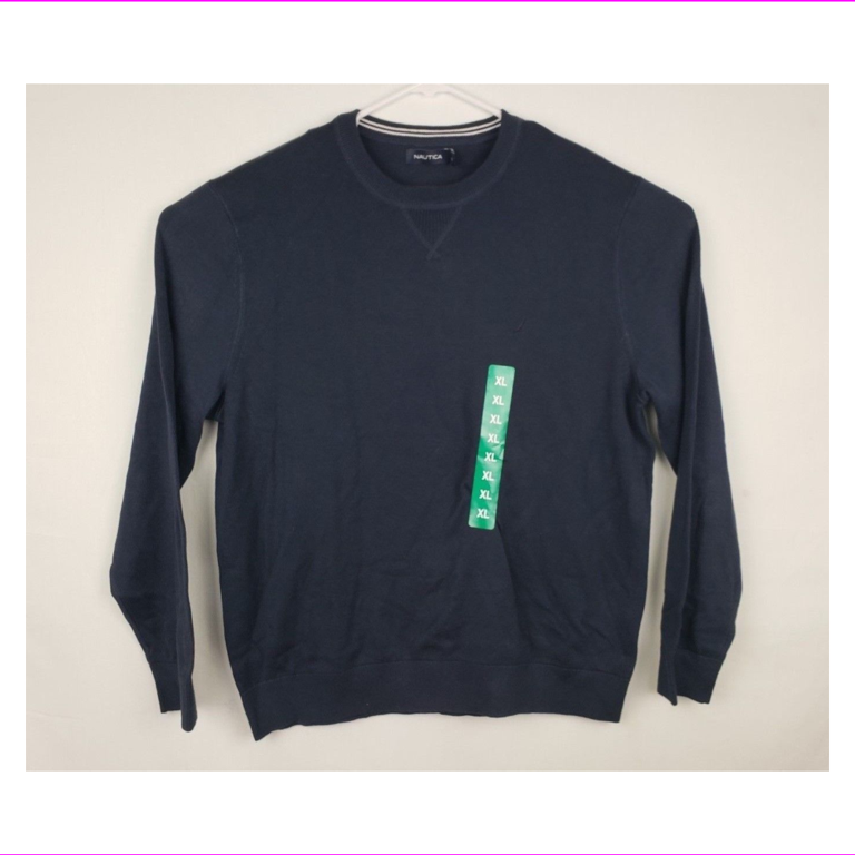 Nautica Women's Solid Long Sleeve Crewneck Sweater - Casual Everyday Button-Sleeve Top
