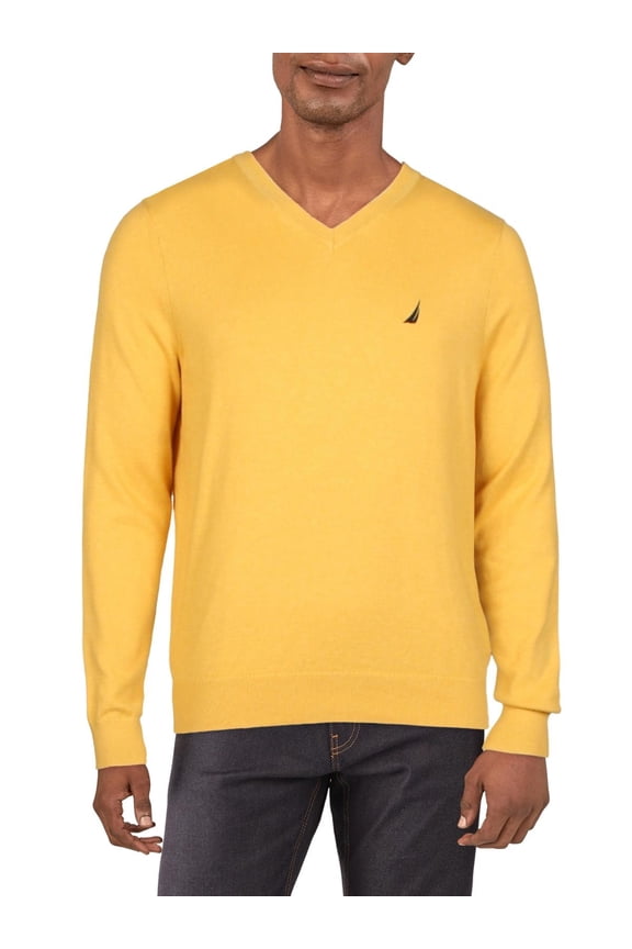Mens Logo Long Sleeves V-Neck Sweater