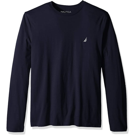 Nautica Mens Long Sleeve Solid Crew Neck T-Shirt X-Large Navy