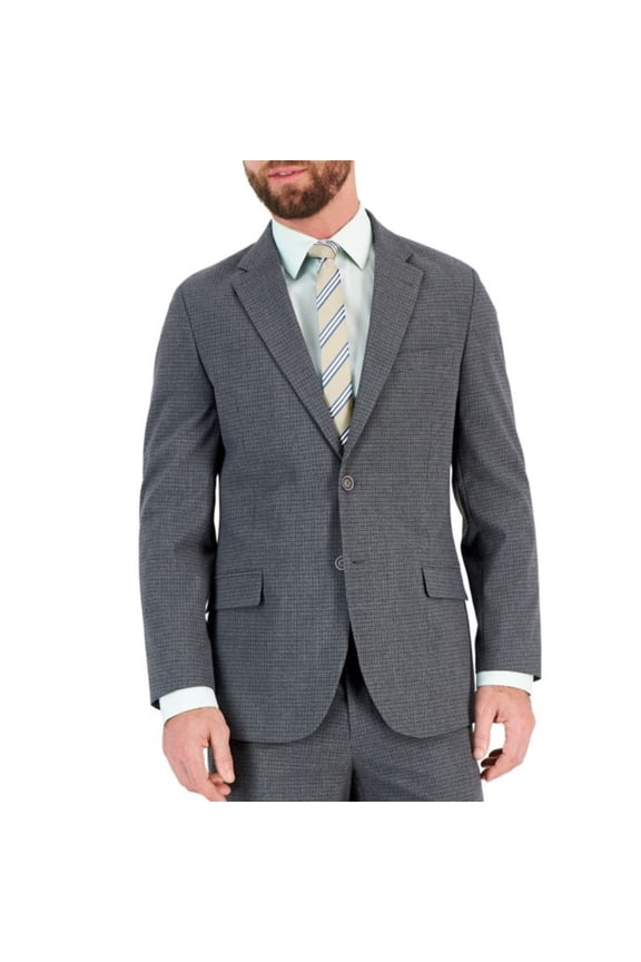 Mens Modern-Fit Bi-Stretch Fashion Suit Jacket, Black/Gray, 40S