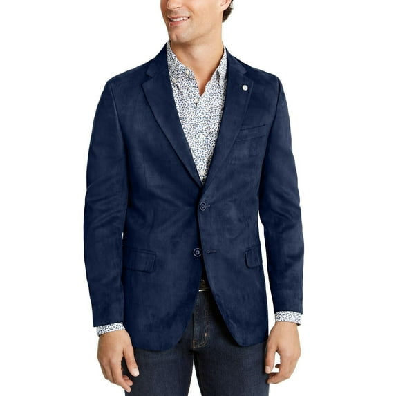 Nautica Mens Modern-Fit Faux-Suede Sport Coat Bright Blue 40L B4HP