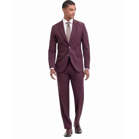 Nautica Men's Modern-Fit Stretch Suit 36R / 30W Red Burgundy