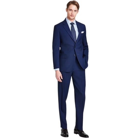 Nautica Mens Modern Fit 2 Piece Suit 38 R / 32 Waist Navy Birdseye Blue Stretch