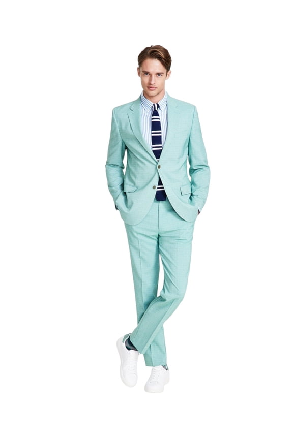 Mens Modern fit 2 Piece Suit 38 R / 32 Waist Mint Green Solid Stretch