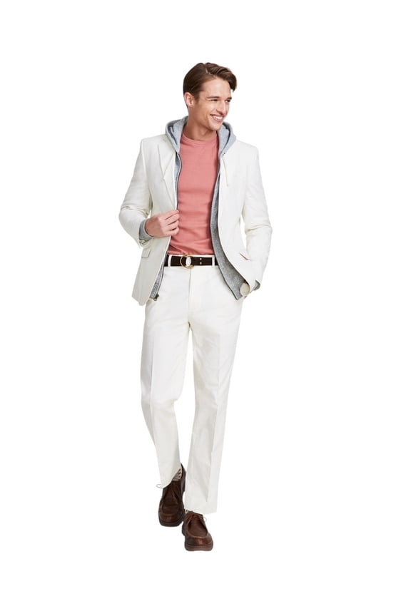 Mens Modern fit 2 Piece Suit 42 R / 36 Waist Cream White Cotton Stretch