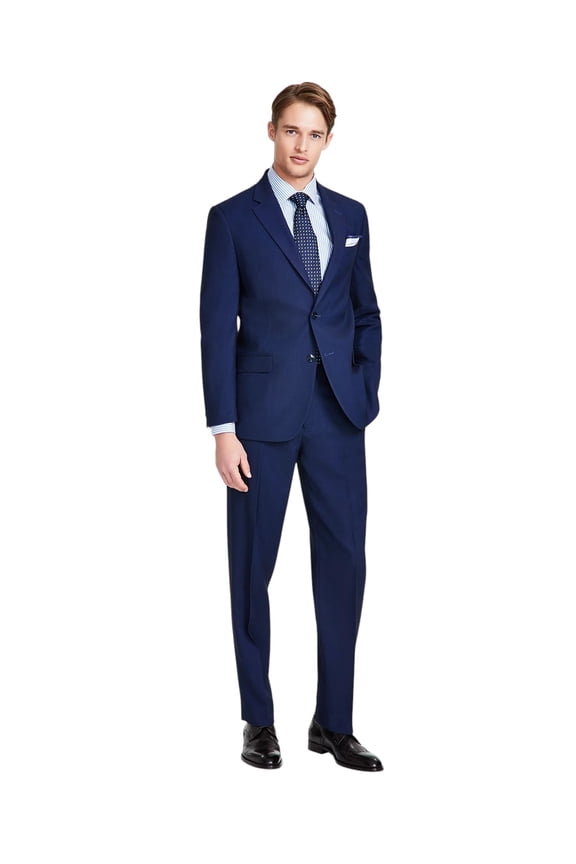 Men's Modern-Fit Bi-Stretch Suit 44 R / 38 Waist Navy Birdseye
