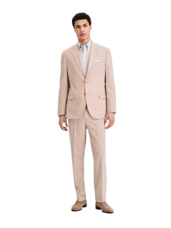 Mens Modern fit 2 Piece Suit 46 L Pants 40 / 34 Tan Solid
