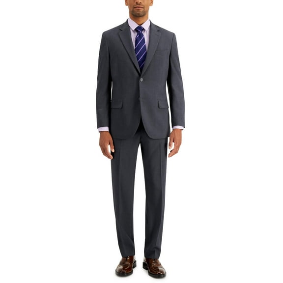 Nautica Mens Modern fit 2 Piece Suit 48 L / 43 Waist Charcoal Grey Solid Stretch