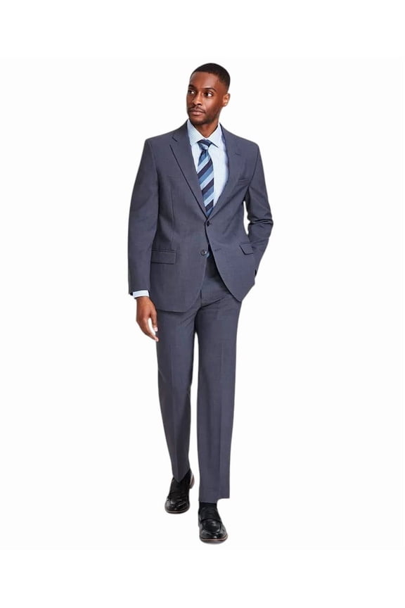 Mens Modern fit 2 Piece Suit 48 R / 42 Waist Charcoal Grey Solid Stretch