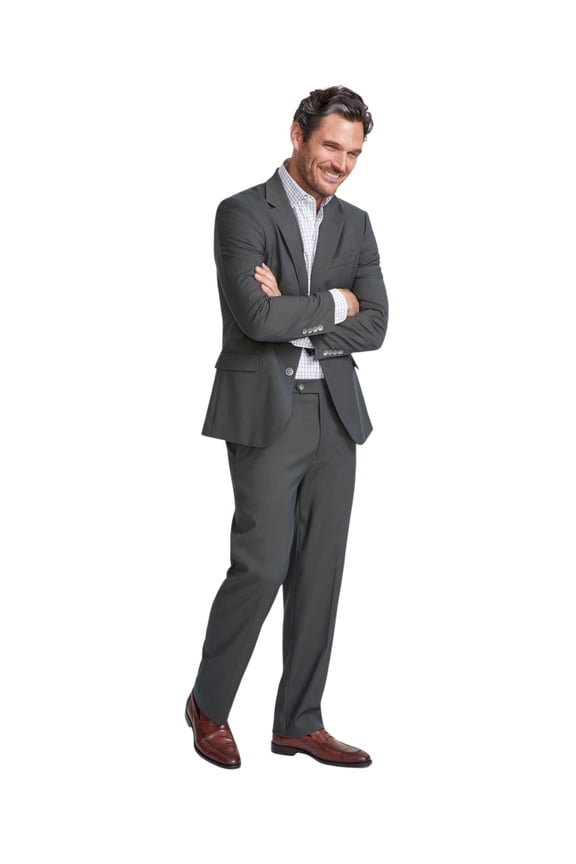 Mens Modern fit 2 Piece Suit 48 R / 43 Waist Olive Green Solid Stretch