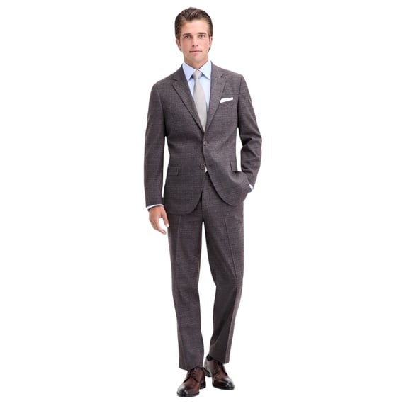 Nautica Mens Modern fit 2 Piece Suit 54 R / 49 Waist Brown Plaid