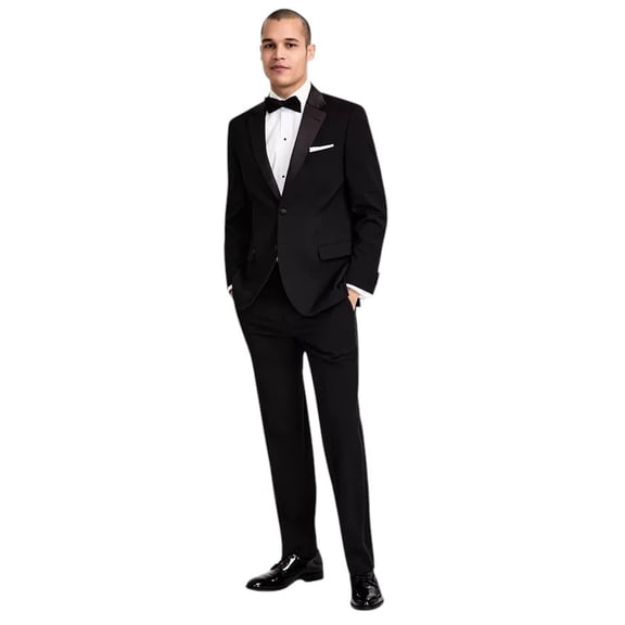 Nautica Mens Modern Fit 2 Piece Tuxedo Suit 36 S / 30 Waist Black Solid Stretch