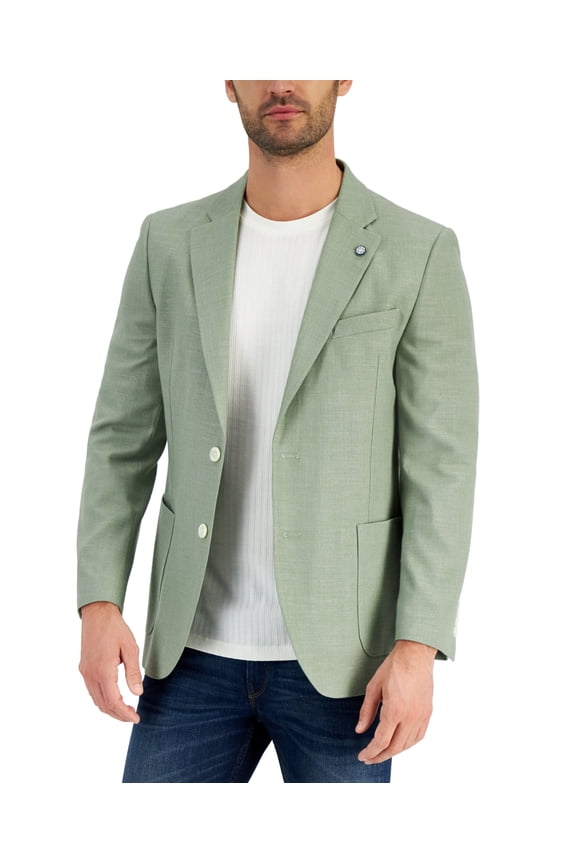 Mens Modern fit Linen Sport Coat Blazer 38 R Green Solid