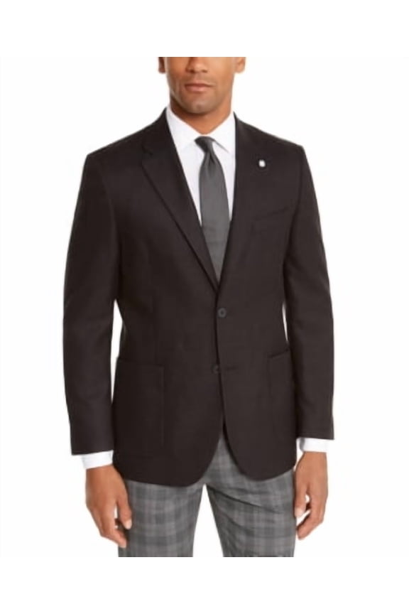 Mens Modern fit Sport Coat Blazer 36 R Black Solid Stretch