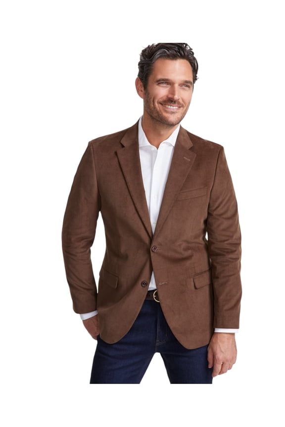Mens Modern fit Corduroy Sport Coat Blazer 36 R Brown Solid Stretch